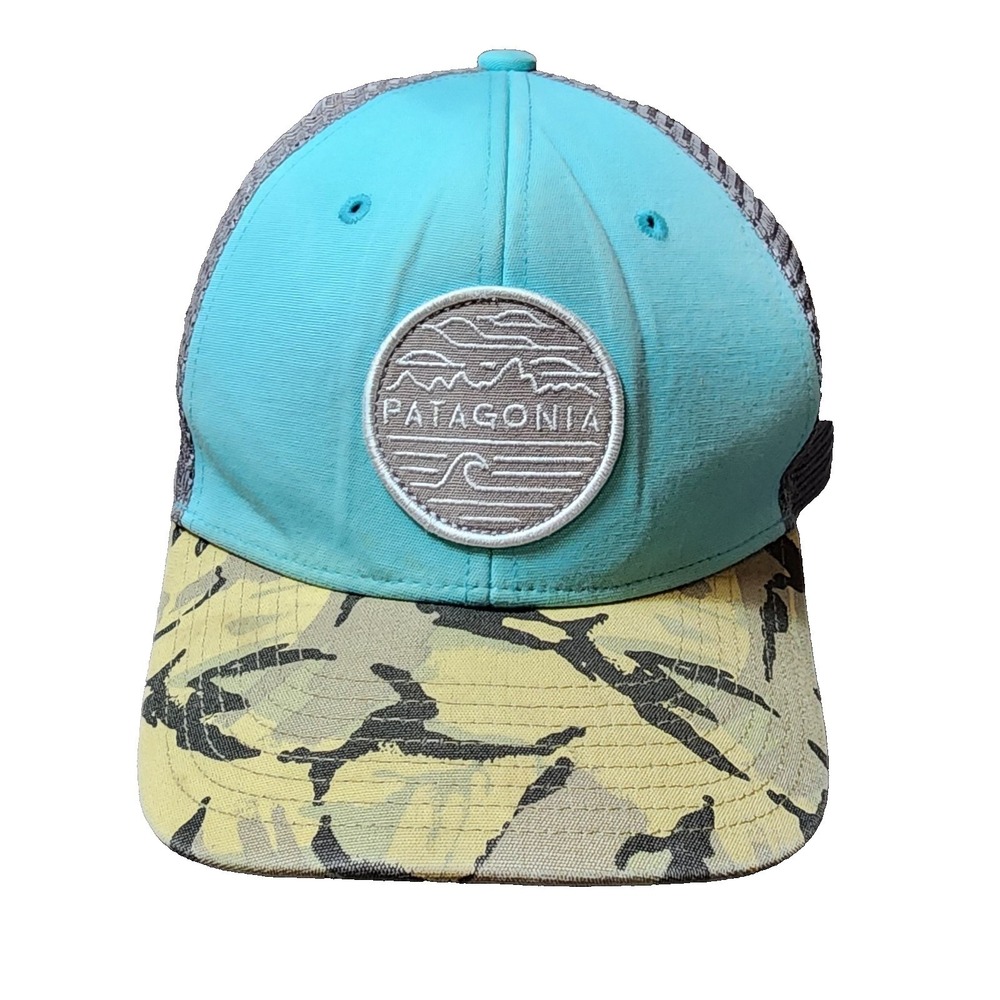 Patagonia Trucker Hat Blue‎ Camo Patch Snapback Mesh Back Cap OSFA Unisex